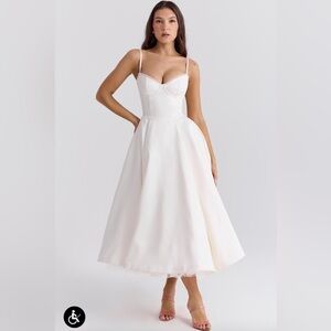 House of CB Mademoiselle White Tulle Midi Dress